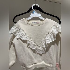 Zara Cream Ruffle Lace Detail kids  Top